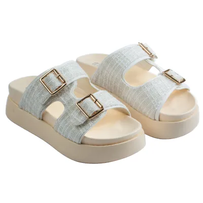 Arizona Double Strap Slide-Beige